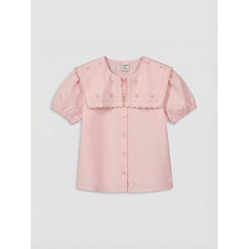 Embroidered Short Sleeve Girl's Shirt