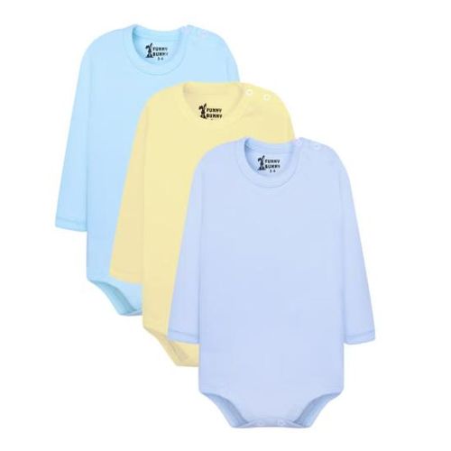 Funny Bunny Pack of 3 Cotton Long Sleeve Bodysuit for Baby Boy