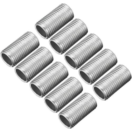 10 PCS Metal Threaded Pipe Nipples 20mm for Lighting & Chandelier Installation, Silver, 20mm Diameter - By Mishkah Light