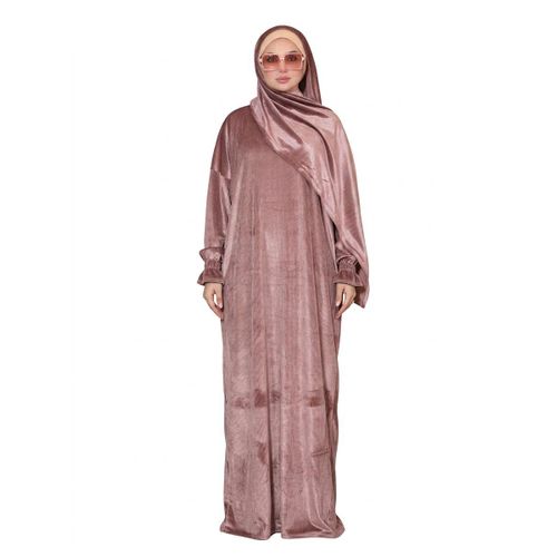 Luxury Islamic Abaya in Emerald Green with Integrated Hijab, Elegant Design for Daily & Formal Occasions, Plus Size Friendly