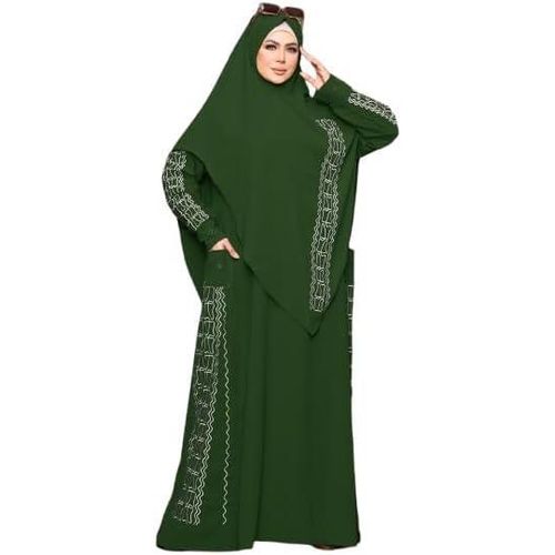 عباية الخامة كريب رويال مكون من 2 قطعة موديل 8222 , زيتي