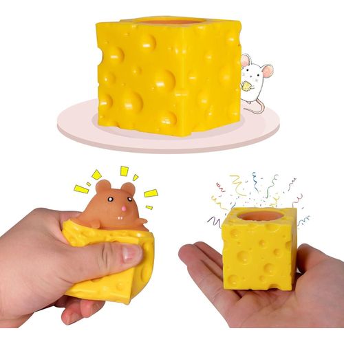 Squishy Cheese Toy Mouse Stress Ball Squishy Rat Squeeze Cheese Fidgets Mice Toy Stress Novelty Toy for ADHD ADD OCD