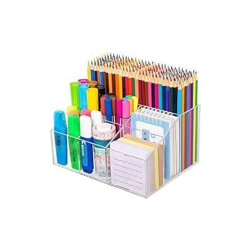 حامل أقلام اكريليك شفاف للمكتب والمنزل واللوازم الفنية