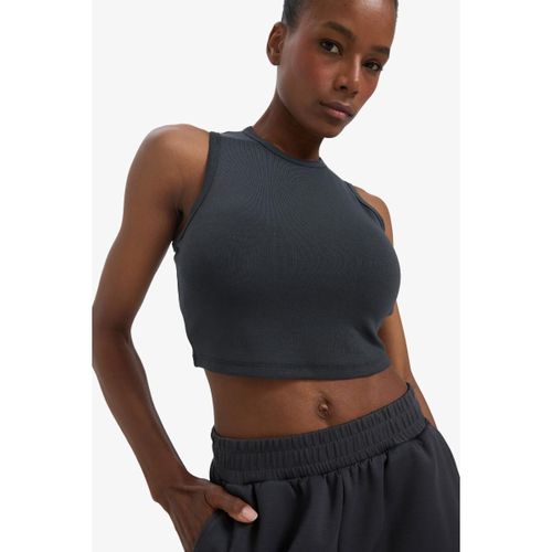 Woman Crew Neck Crop Top Athlete - Anthra