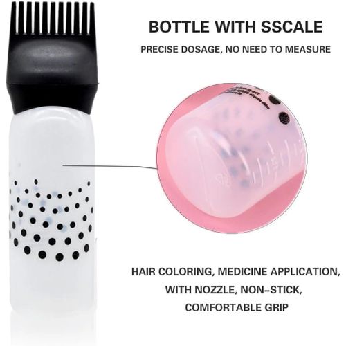 Hair Oil Dispenser Bottle with Root Comb - Professional Beauty Tool for Hair Care and Hair Dyeing in High-end Style - The Perfect Gift for Her - Multicolor