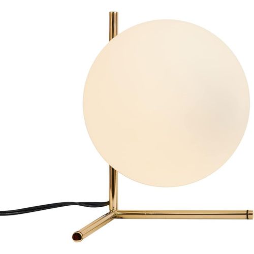 Mid Century Modern Brass Table Lamp Contemporary Gold Glass Globe Desk Lamp Vintage Bedroom Bedside Reading Lamp Golden Metal Nightstand Lamp for Office Study Room