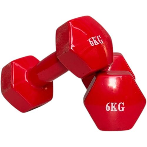 Professional Vinyl Coated Hexagon Dumbbells (6kg x 2), Anti-Roll Hand Weights Set with Non-Slip Grip for Home Gym Workout & Toning – Multicolor