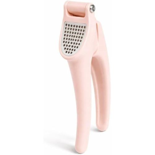 Garlic Press with Stainless Steel Crushing Plate and Ergonomic Plastic Handle, Easy Squeeze Manual Garlic Mincer (Pink)