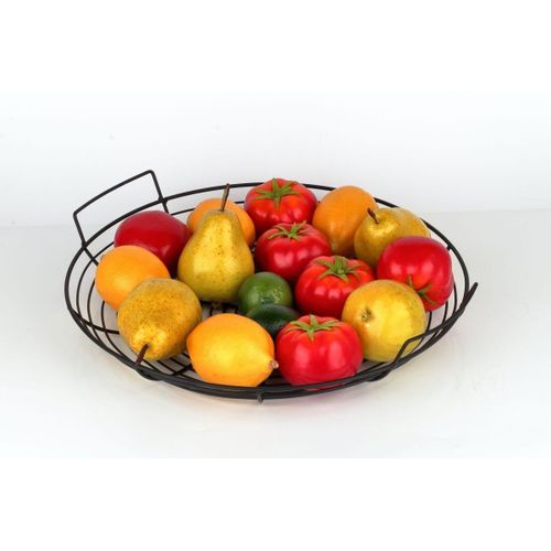 38 cm Large Metal Fruit, Bread - Pastry Basket – Round Wire Serving Basket for Fruits - Vegetables – Multi-Purpose Kitchen Organizer