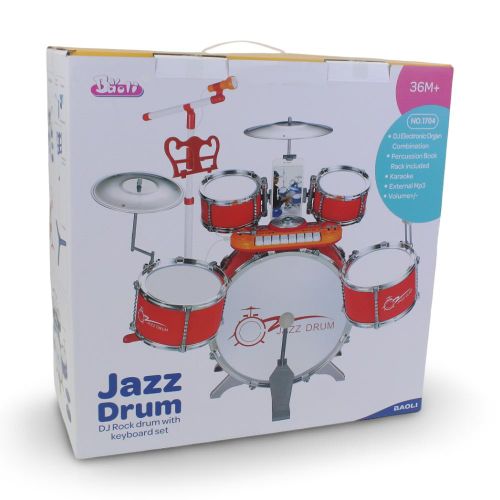 Jazz Drum - DJ Rock Drum with Keyboard Set (Red)