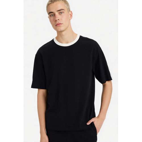 Boxy Fit Crew Neck Pique T-Shirt