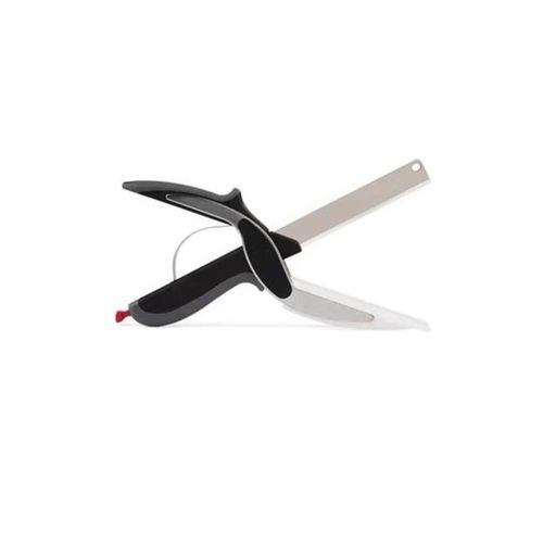 Smart Kitchen Salad Cutter Knife and Chopping Board Scissor with Ultra Sharp Stainless Steel Blade and Safety Lock for Veggies and Meat