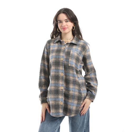Women's Plaid Button-Down Shirt