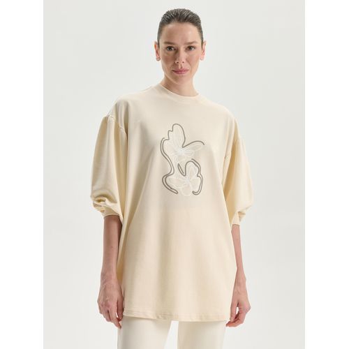 Crew Neck Floral Women's Sweatshirt Tunic