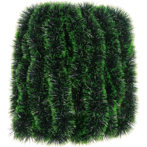 10M Green Gradient Christmas Tinsel Garland – 5PCS (2M Each) Wide PET Foil Streamers for Tree, Wreath, Stair & Craft Decorations – Bushy Reusable Holiday Garland for Winter Forest Theme & Party Decor