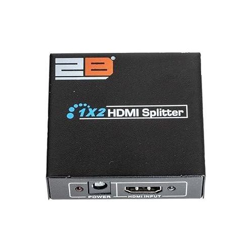 2B CV878 HDMI Splitter 1 to 2 automatic detection with Power Adapter an Led Indicator for Running Port
