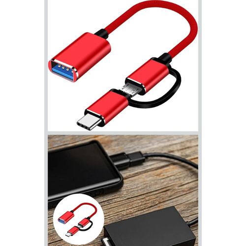 2-in-1 USB OTG Adapter Cable with Type-C and Micro USB Connectors, USB 3.0