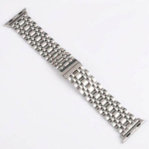Stainless Steel Metal Watch Band Compatible with iWatch Series SE - 42/44mm - Premium Metal Shockproof Strap with Adjustable Buckle Silver
