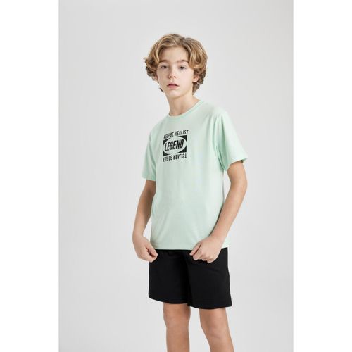 Knitted Short Sleeve T-Shirt - Aqua