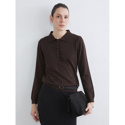 Polo Neck Women's Knitwear Sweater