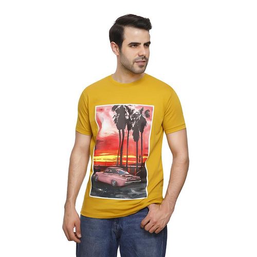 Men's PRINTED T-Shirt-MUSTARD