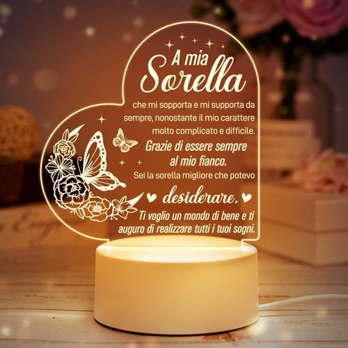 Buioata Sister Gift, Sister Birthday Gift, Female Friend Coworker Gifts, Gift Ideas for Sister, Birthday Graduation Christmas Anniversary, Acrylic Night Light