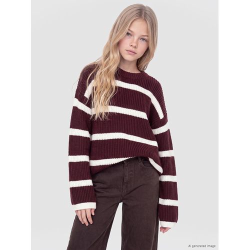 Crew Neck Girl's Thick Knitwear Sweater