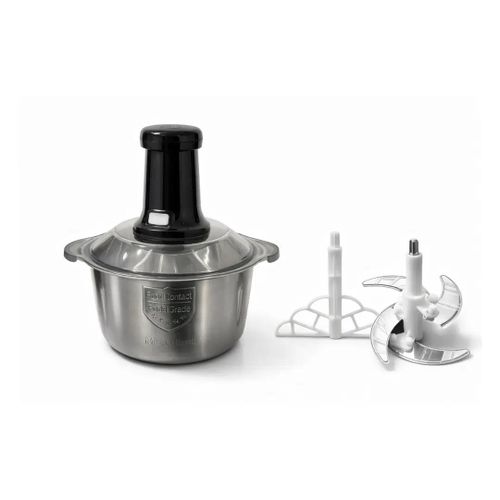 Manual Hand Chopper 2L Stainless Steel Bowl Food Processor Heavy Duty Vegetable Meat Nut Cutter with Multi-Blade System