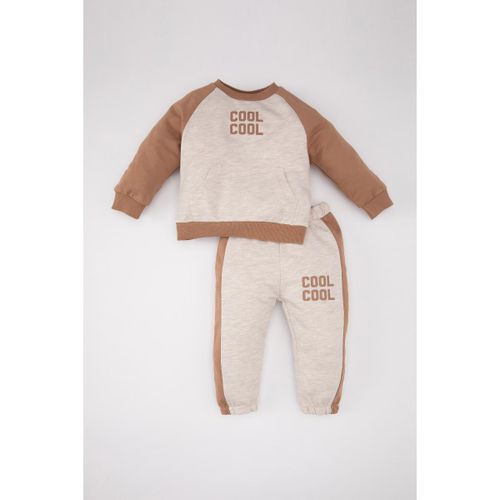 Baby Boy Regular Fit Knitted Set - Beige Melange