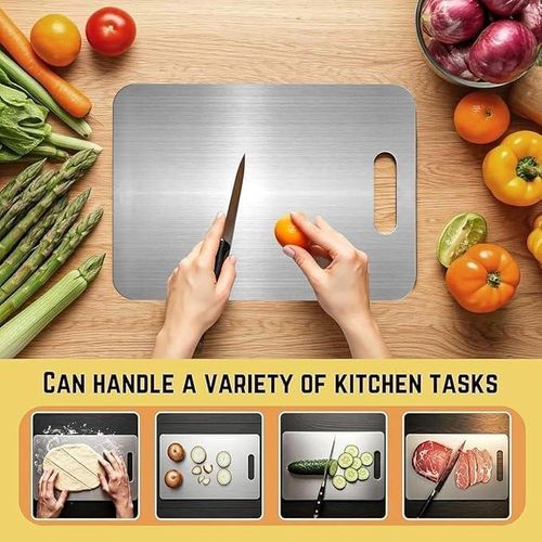 Rectangular stainless steel cutting board