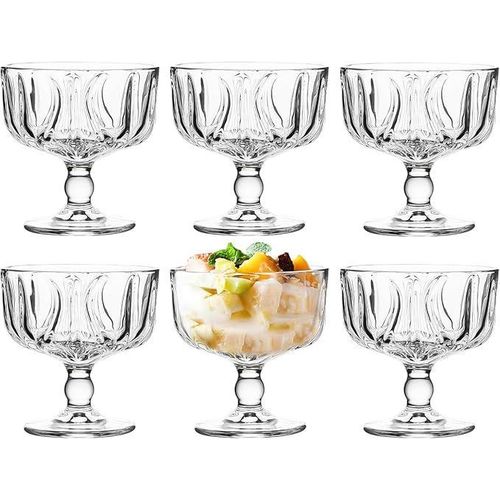 Toshaka Ice Cream and Dessert Glass Set, 6 Pieces, 8 oz., Suitable for Ice Cream, Cocktails, Desserts and More