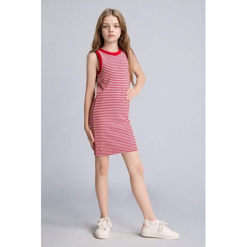 Girl Striped Sleeveless Red Dress