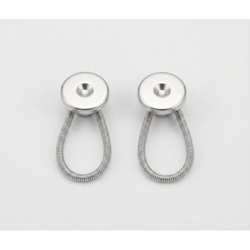 Silver Elastic Pants and Collar Extenders (2-Piece Pack) - No-Sew Metal Waistband and Shirt Extension Buttons