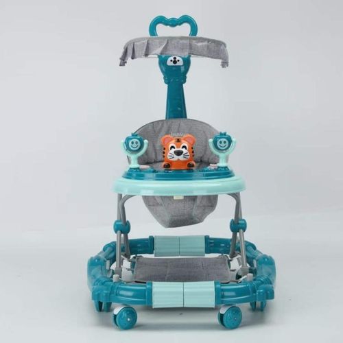 2-in-1 Baby Walker & Rocker with Push Handle, Sun Canopy, Adjustable Height & Activity Tray
