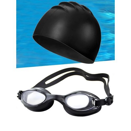 Cap + Leak-proof Swimming Goggles With UV Protection