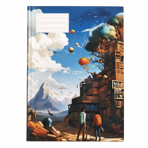 Stapled 0.5 cm Grid University Notebook, 60 Sheets, Book World Design, Bristol Coated Cover, A4