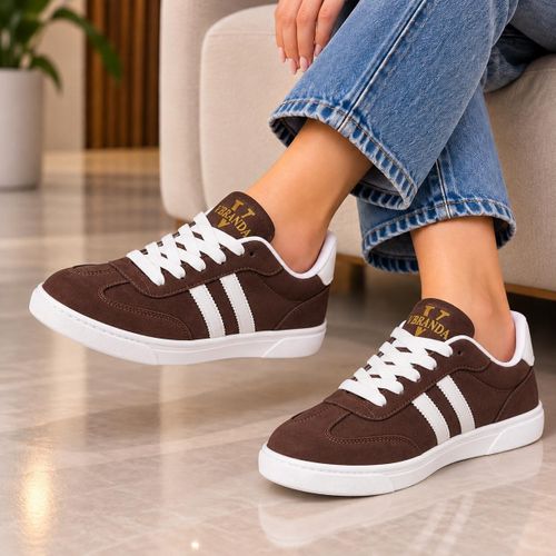 Stylish women's sneakers crafted from soft suede SN-38-BROWN