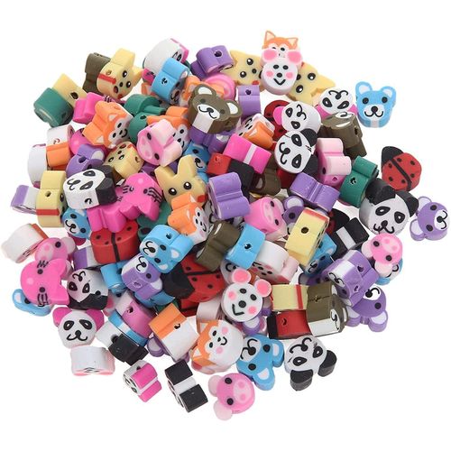 60 قطعة من خرز الفواصل بألوان مختلطة من الطين البوليمر بوجوه مبتسمة، خرز شرائح بوجوه سعيدة متنوعة لصنع المجوهرات اليدوية للنساء والفتيات، أساور، قلائد، مشابك شعر (حيوانات)