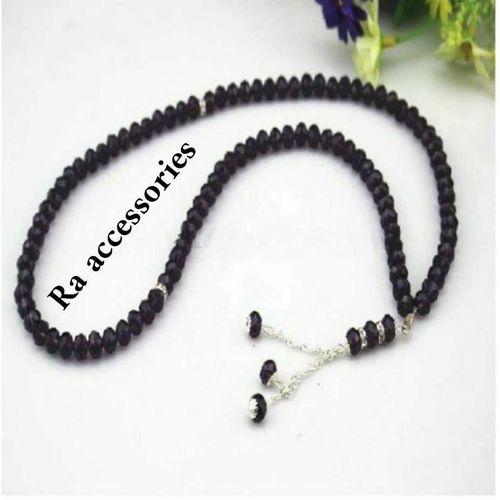 Unisex Islamic Crystal Rosary with Breaks Diamond - Black