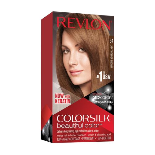 Revlon, ColorSilk, Permanent Hair Color 54 Light Golden Brown - 130ML Kit