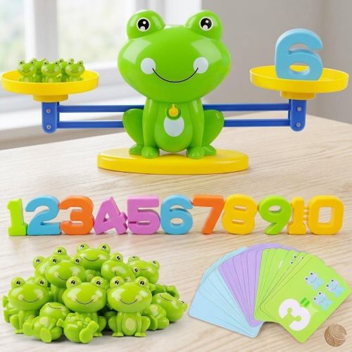 Frog Balance Math Counting Toy – Interactive STEM Educational Scale Game for Kids, Number Recognition, Basic Addition & Arithmetic Learning