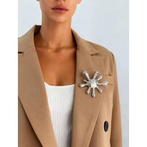 irregular shape silver stainless steel Brooch and clothes pin