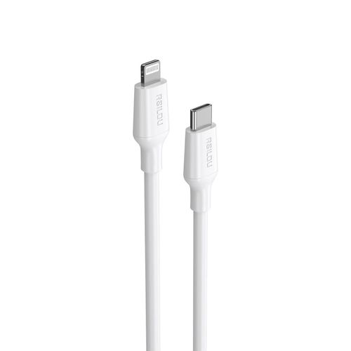 R2031 USB-C to Lightning Silicone Fast Charging and data Cable – 30W PD, 1.2M, High Durability, Tin Plated Copper, TPE Wires speed 480Mbps Data Transfer, – 1 Year Local Warranty (white)