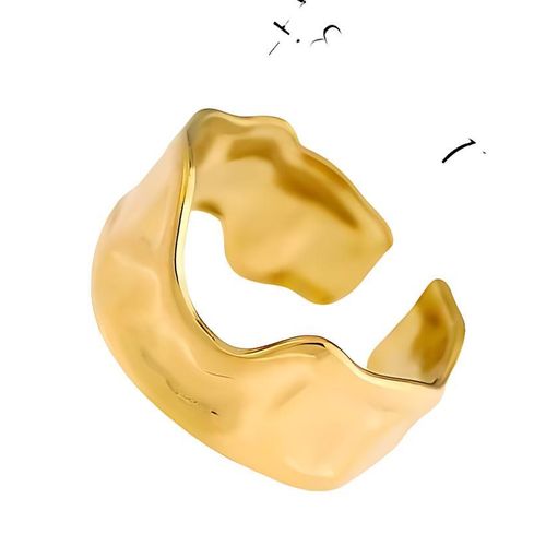 Ring Textured Simple And Style korean Gift For Women Fashion Day Wife Lover Family Member Friendship Valentine's Day Stainless Steel 18K gold Plated - Opening Adjustable