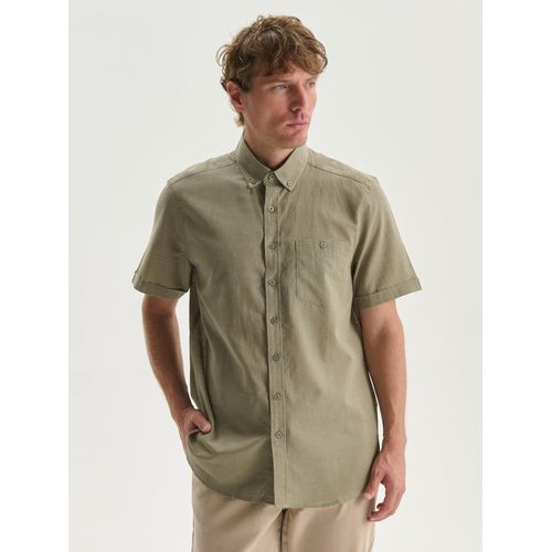 Regular Fit Short Sleeve Linen Blend Men's Shirt