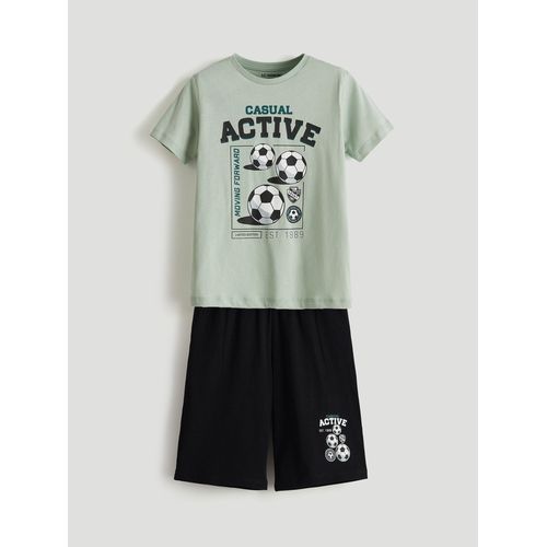 Crew Neck Boys Shorts Pyjama Set