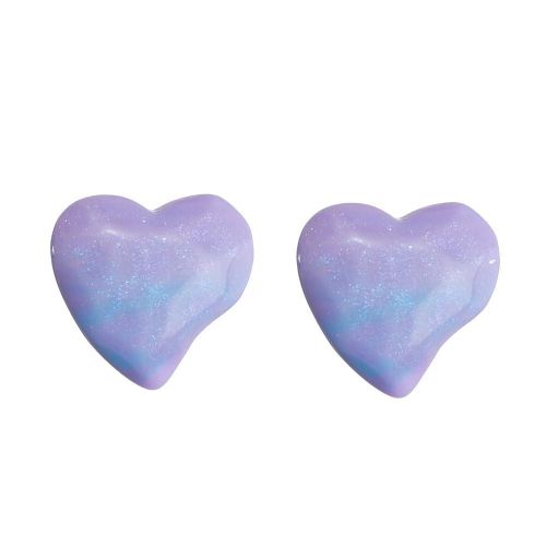 Womens Plastic Heart Stud Earrings - Mauve BoxHO-114