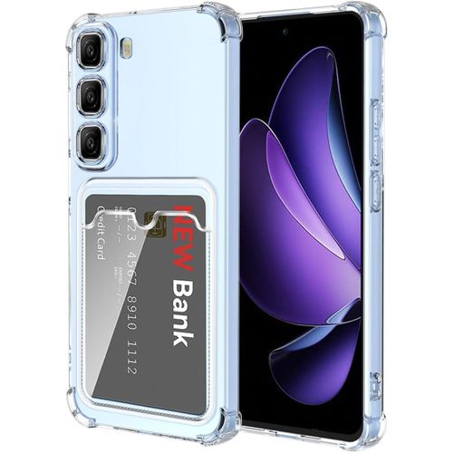 جراب حماية شفاف هوت 60i مع حامل كروت ومحفظة خلفية من مادة البولي يوريثين المقاوم للحرارة الناعم مقاوم للصدمات بتصميم كريستال شفاف مع حماية معززة في الزوايا لموبايل انفينيكس هوت 60 شفاف