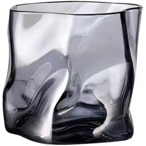Glass cup set for juice, tea, coffee and water, 6 pieces, 240 ml (transparent gray)