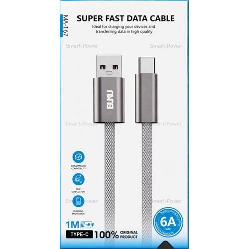 Type C Fast Charging Data Cable Six Amp One Meter Super Fast Data Cable USB C Charger Cable Quick Charge Sync Cable Durable Braided Cable Original BUKU MA167